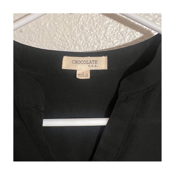 Chocolate U.S.A Woman’s Black Sheer Button- Down Blouse - Picture 5 of 6